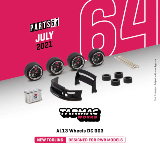AL13 Wheels DC 003 Chrome/Gun metal Designed for RWB models Tarmac Works 1/64 | Motors Miniatures