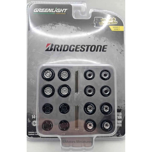 Bridgestone Wheel & Tire Pack Series 7 Greenlight 1/64 | Motors Miniatures