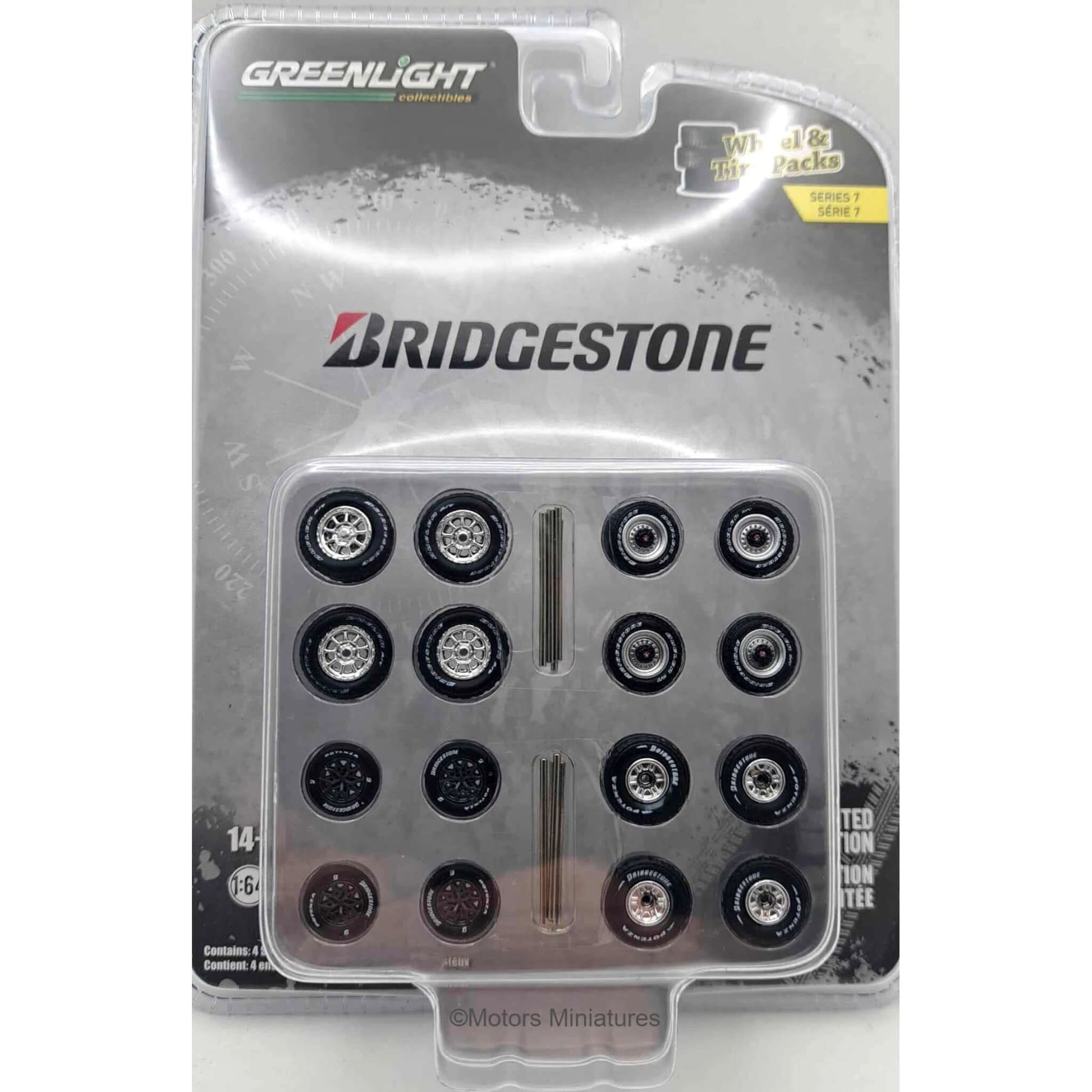 Bridgestone Wheel & Tire Pack Series 7 Greenlight 1/64 - gl16170A