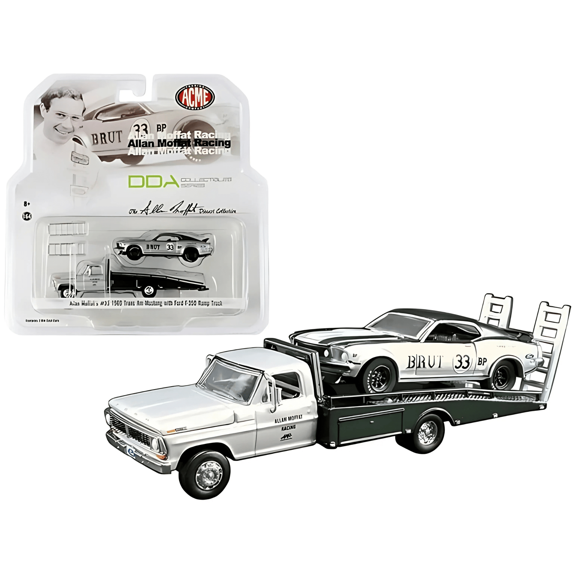 Ford Trans Am Mustang #33 Allan Moffat 1969 & Ford F - 350 Ramp Truck "Brut" Acme Diecast 1/64 - 51271