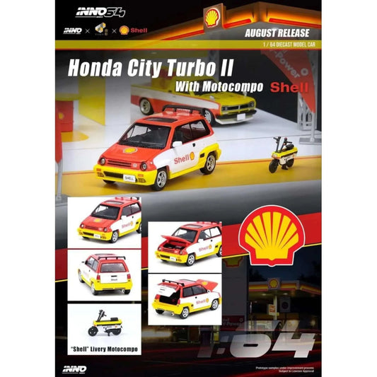 Honda City Turbo II Shell avec Motocompo Inno64 1/64 - in64CityII-SHELL