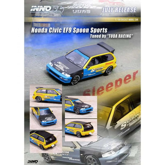 Honda Civic EF9 Spoon Livery Tuned by Toda Racing Japan Inno64 1/64 - in64EF9SPTR