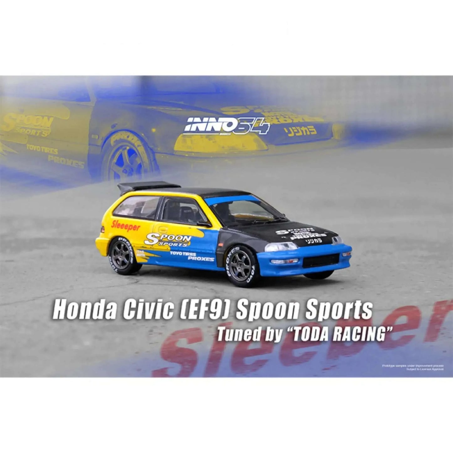 Honda Civic EF9 Spoon Livery Tuned by Toda Racing Japan Inno64 1/64 | Motors Miniatures