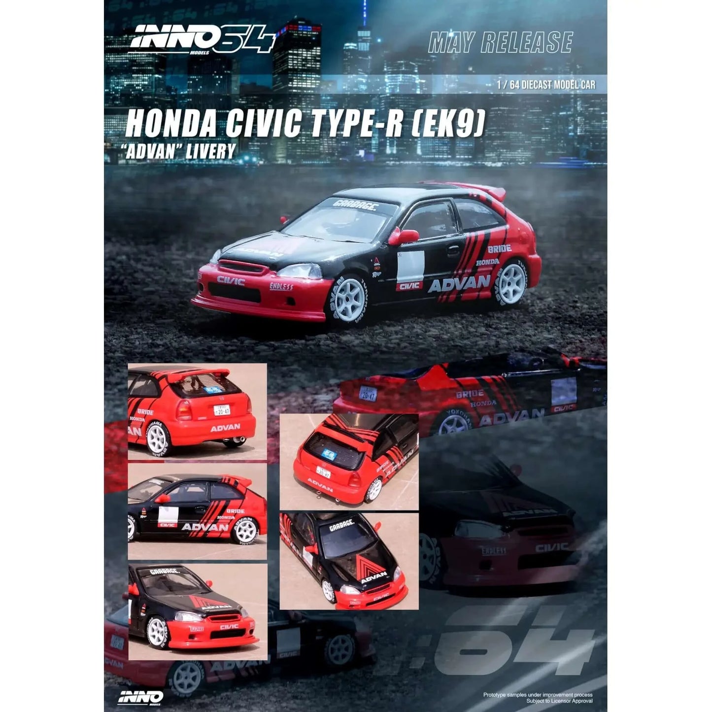 Honda Civic Type-R EK9 Advan Livery Inno64 1/64 | Motors Miniatures