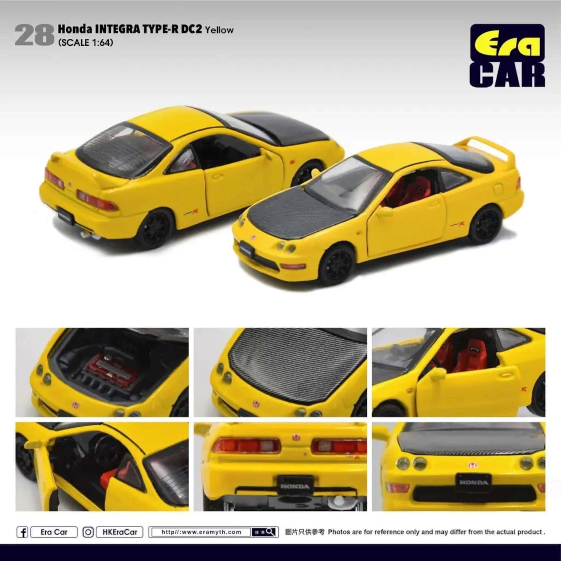 Honda integra Type-R DC2 jaune Era Car 1/64 - Era20DC2RN28