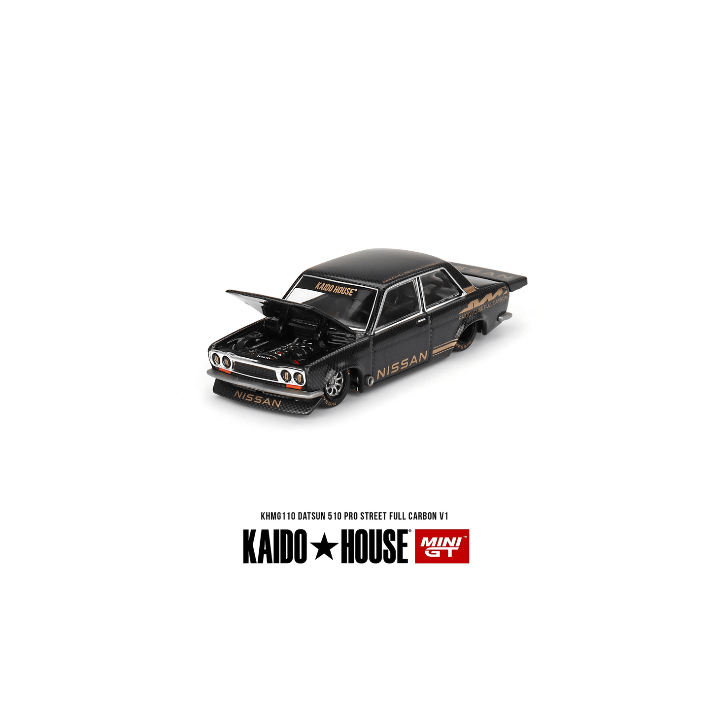 Kaido House Datsun 510 Pro Street Full Carbon V1 Mini GT 1/64 - KHMG110