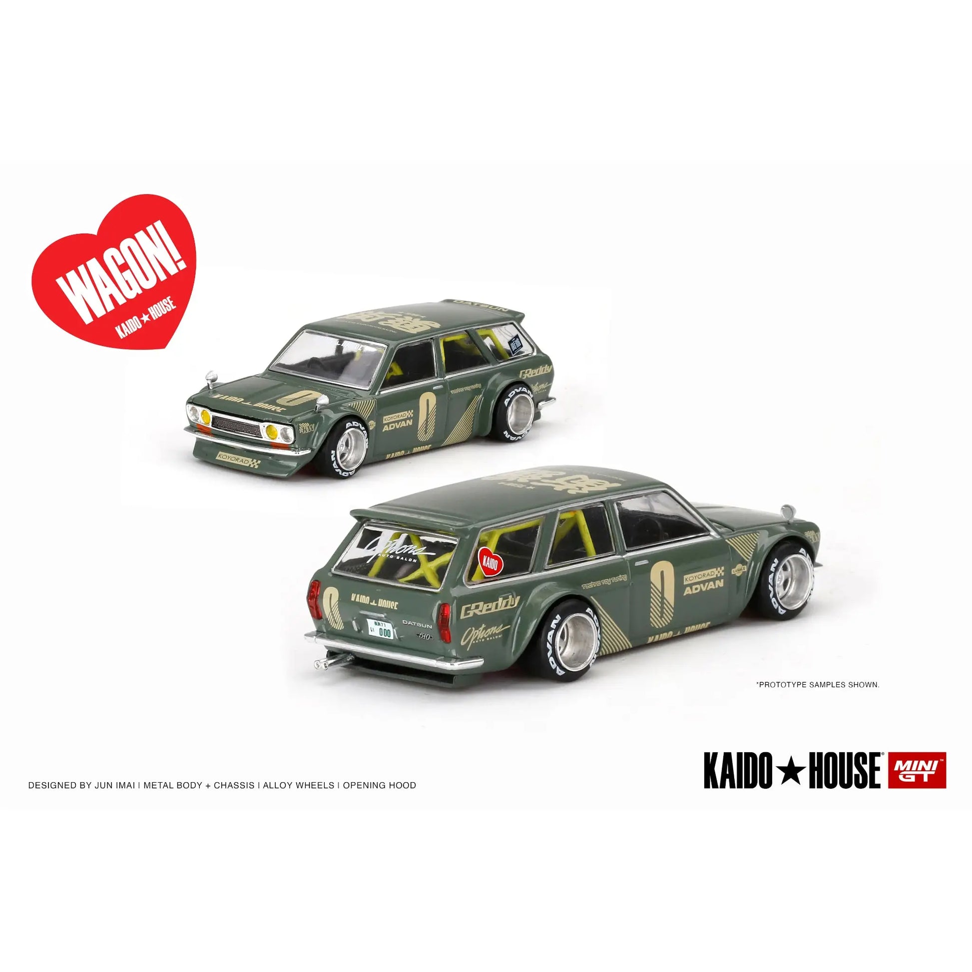 Kaido House Datsun 510 Wagon RHD vert Mini GT 1/64 | Motors Miniatures