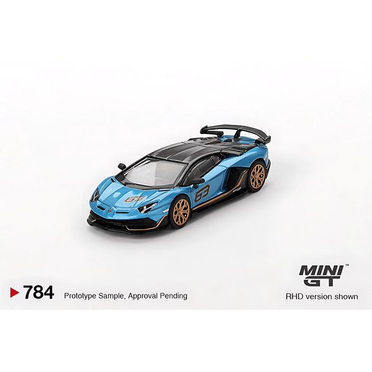 Lamborghini Aventador SVJ #63 Blu Aegir LHD Mini GT 1/64 - MGT00784 - L