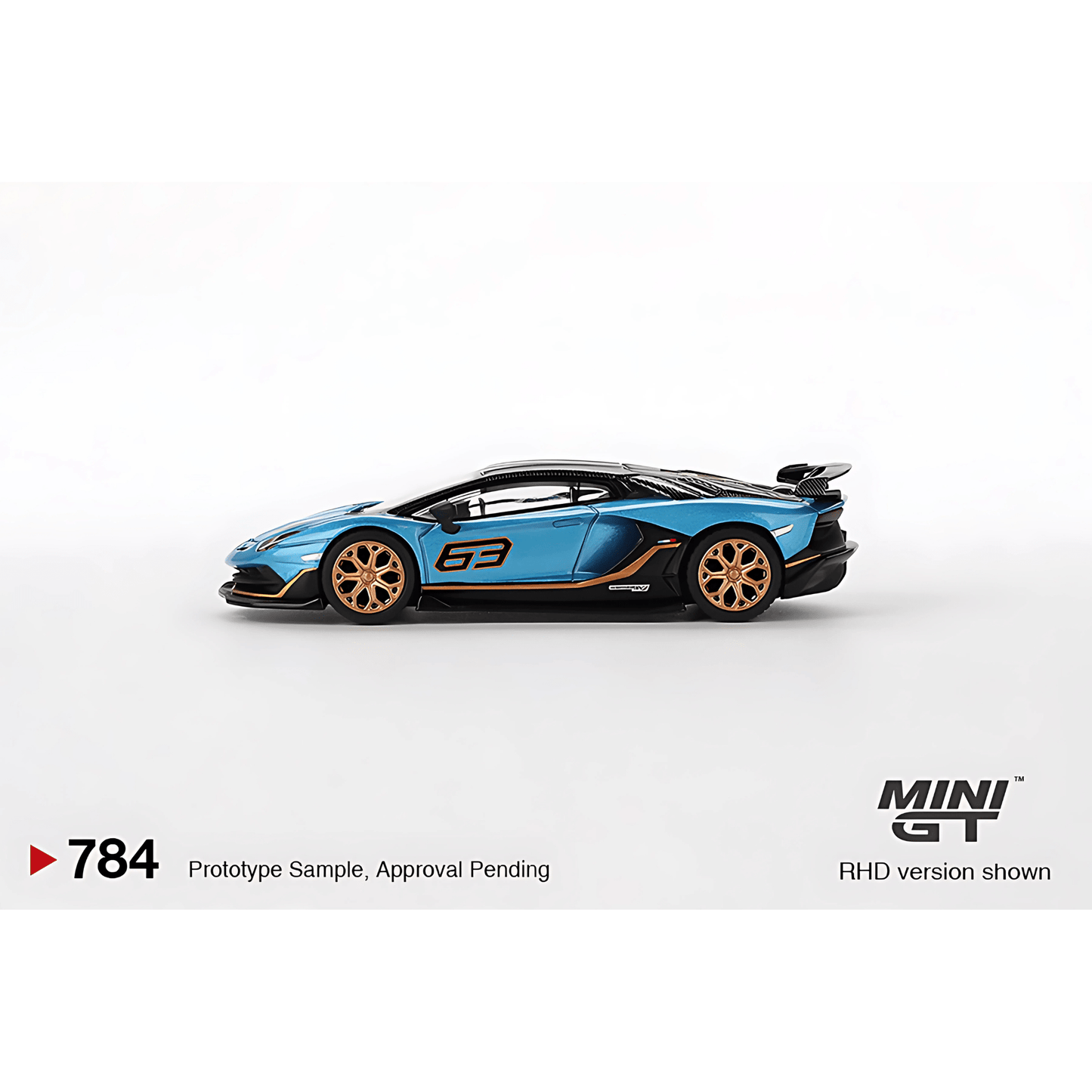 Lamborghini Aventador SVJ #63 Blu Aegir LHD Mini GT 1/64 - MGT00784 - L