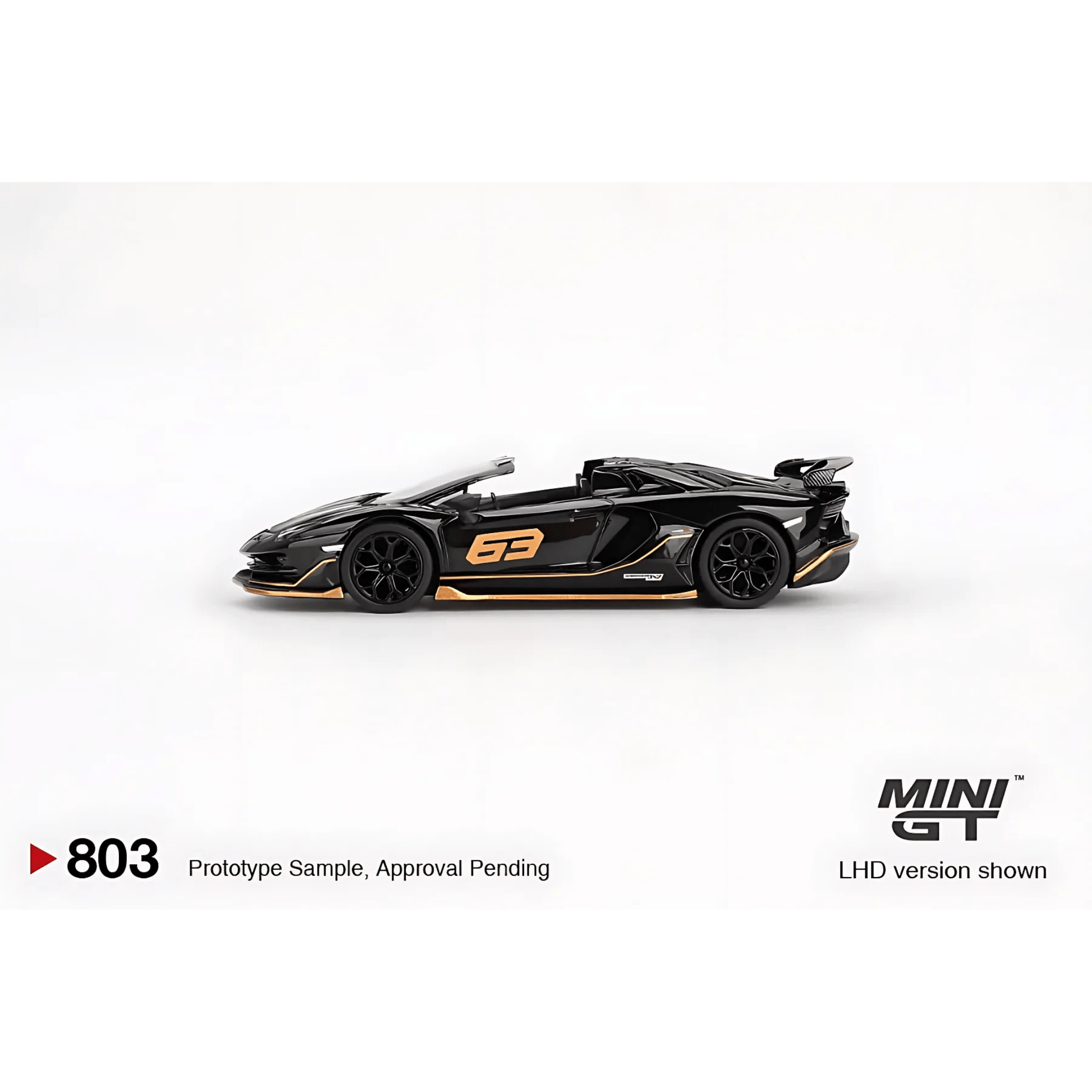 Lamborghini Aventador SVJ 63 Roadster Nero Aldebaran LHD Mini GT 1/64 - MGT00803 - L