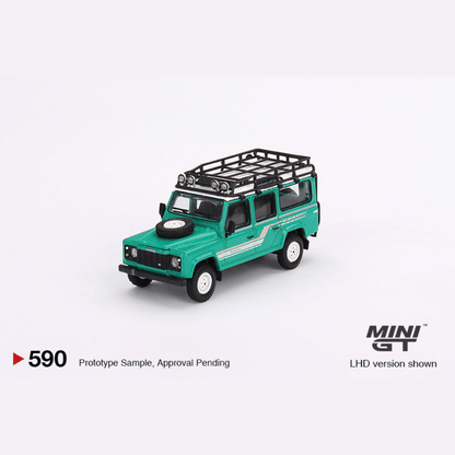 Land Rover Defender 110 1985 County Station Wagon Trident Green RHD Mini GT 1/64 - MGT00590 - R