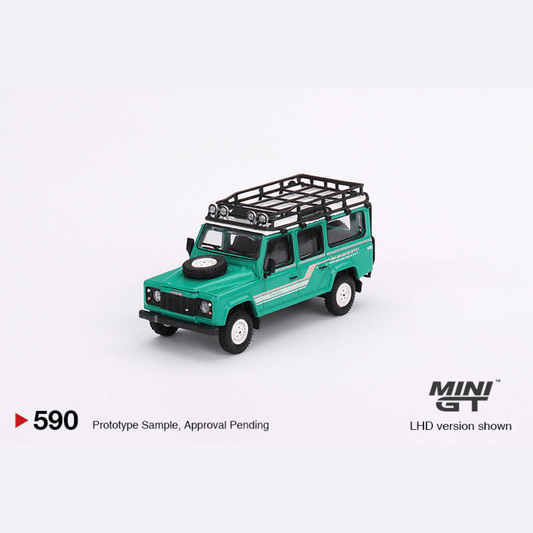 Land Rover Defender 110 1985 County Station Wagon Trident Green RHD Mini GT 1/64 - MGT00590 - R