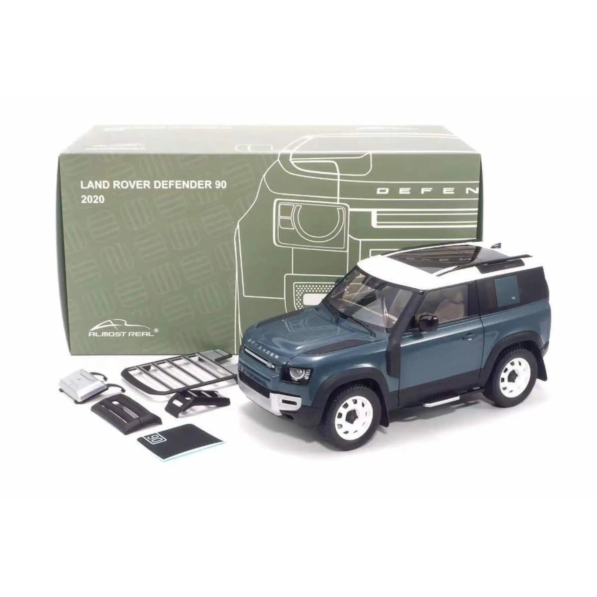 Land Rover Defender 90 2020 With Roof Pack tasman blue Almost Real 1/18 - ALM810702