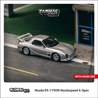 Mazda RX-7 FD3S Mazdaspeed A-Spec Silver Stone Metallic Tarmac Works 1/64 - T64G-012-SL