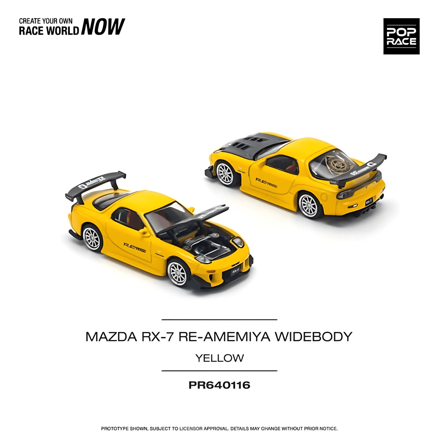 Mazda RX - 7 FD3S RE - Amemiya Widebody Jaune Pop Race 1/64 - PR640116