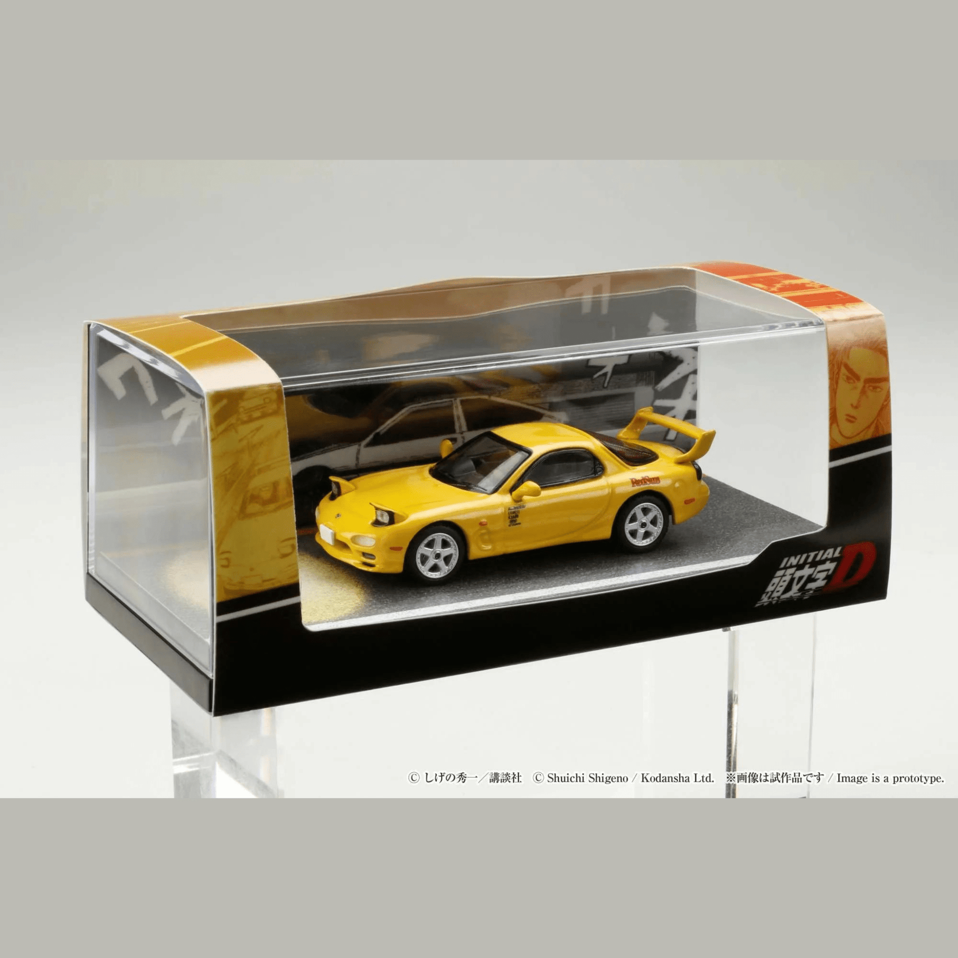 Mazda RX - 7 FD3S Red Suns Intial D VS Takeshi Nakazato et figurine Keisuke Takahashi Hobby Japan 1/64 - HJ645007DB