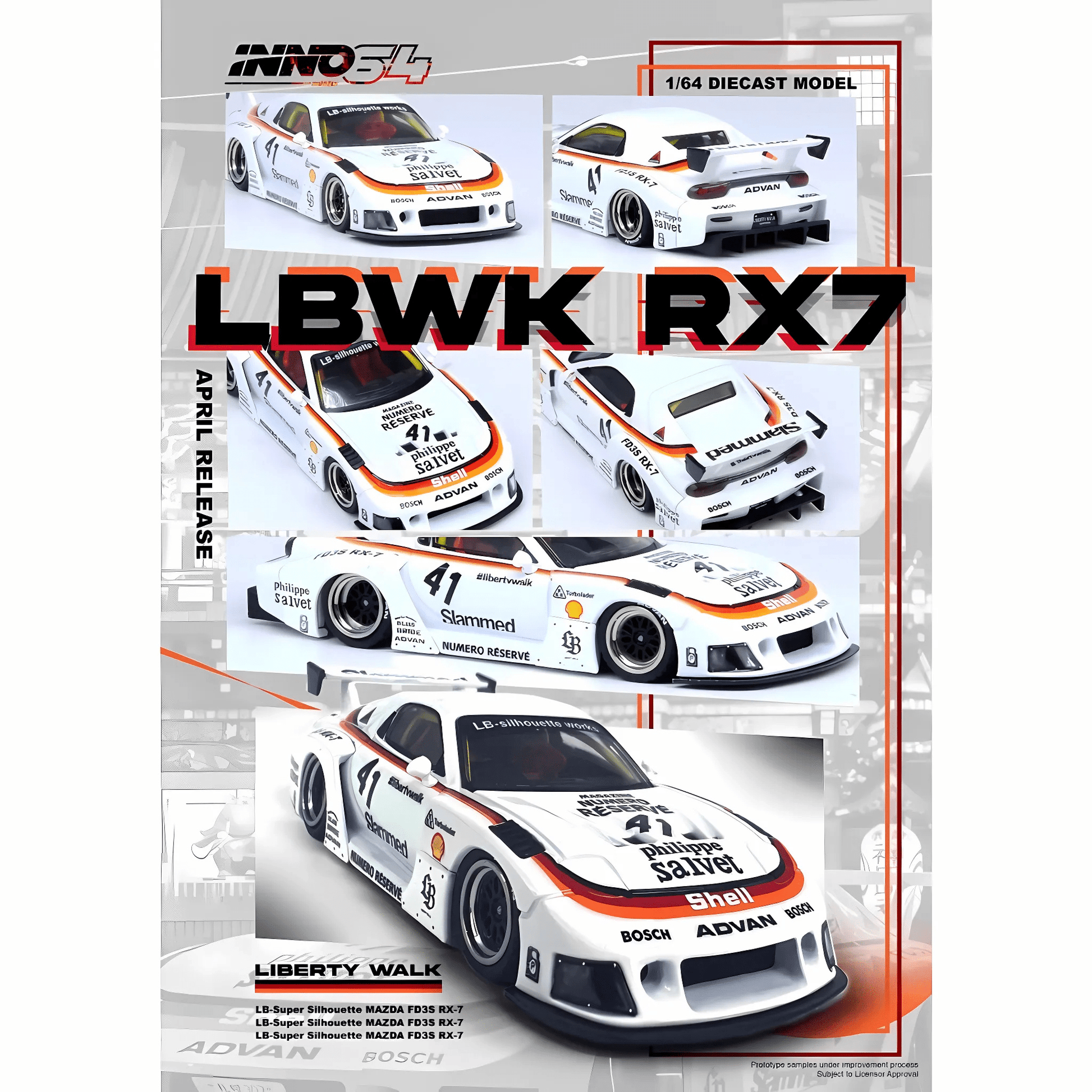 Mazda RX7 FD3S LB Super Silhouette Inno64 1/64 - IN64 - LBWK - RX7 - 02