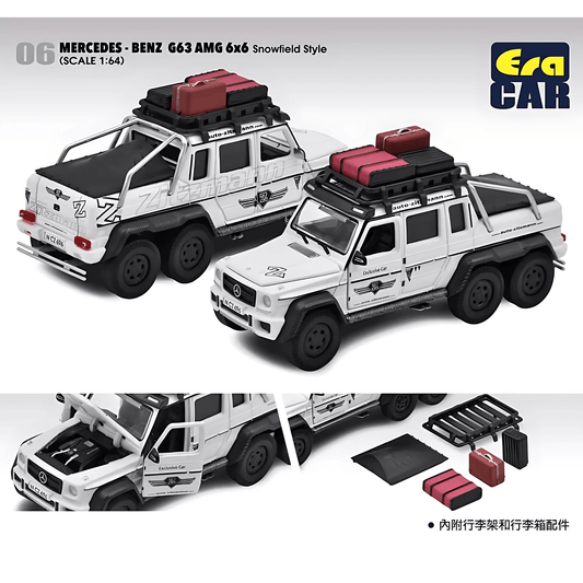 Mercedes Benz G63 AMG 6x6 "Snowfield Style" Era Car 1/64 - MB226X60601