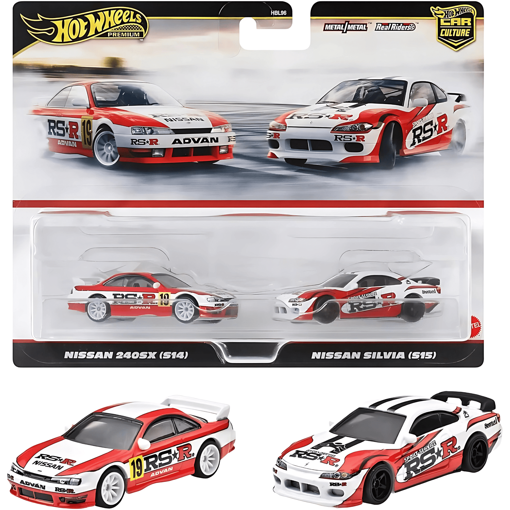 Nissan 240SX S14 & Nissan Silvia S15 Hotwheels 1/64 - HRR84