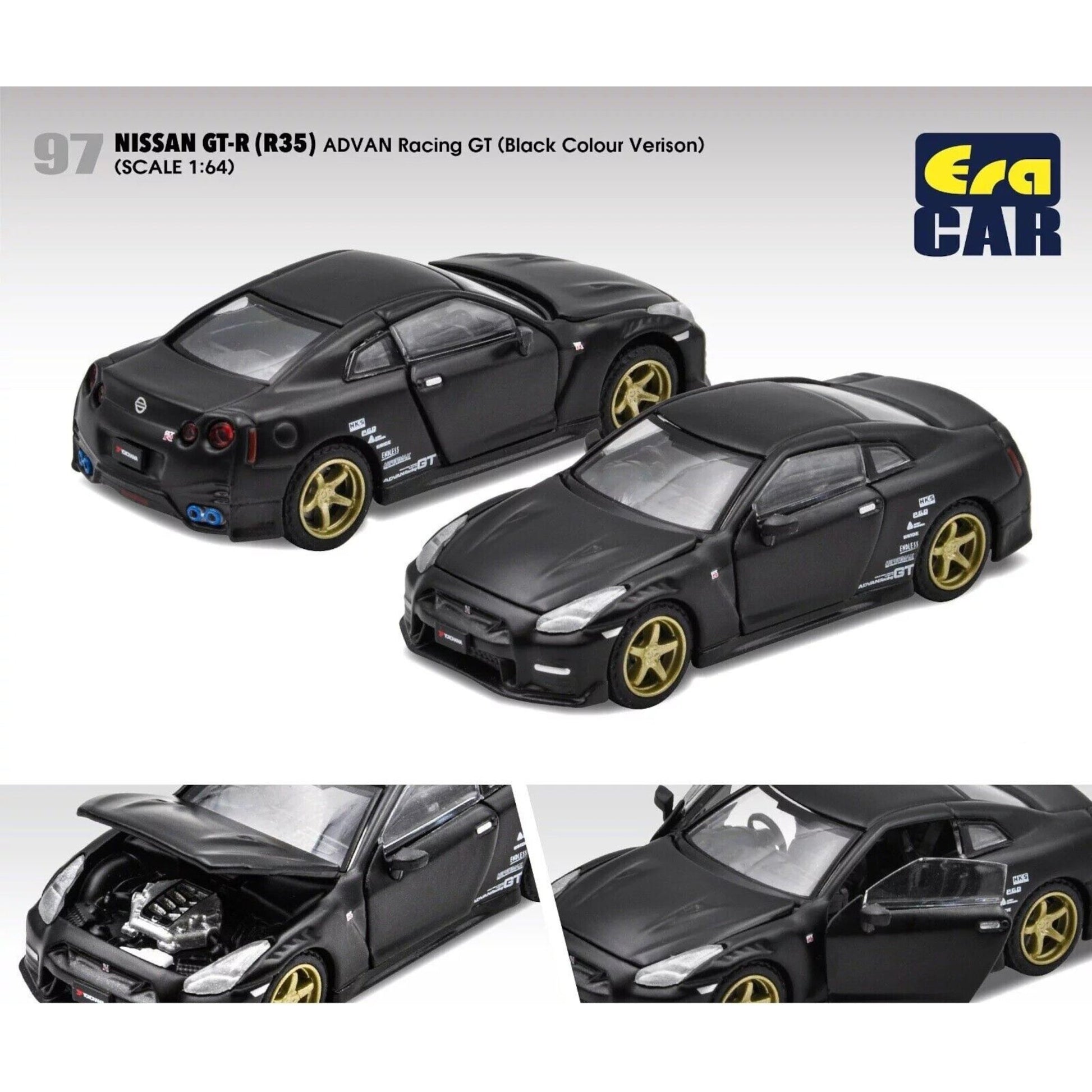 Nissan GT-R R35 Advan Racing GT noire Era Car 1/64 - EraNS21GTR97