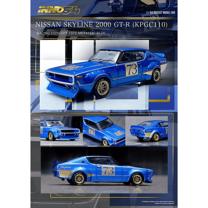 Nissan Skyline 2000 GT - R KPGC110 Racing Concept Inno64 1/64 - IN64 - KPGC110RC - BLU