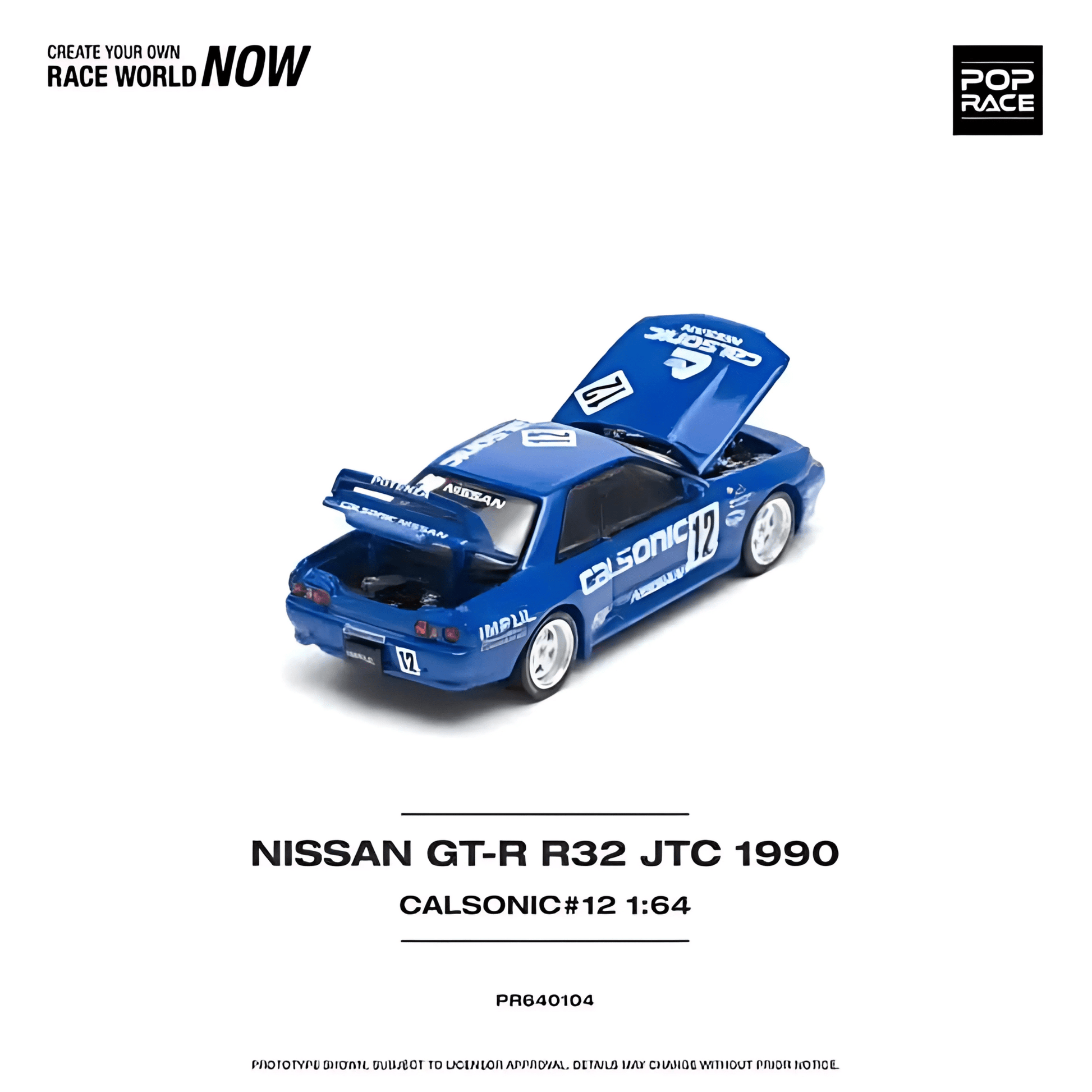 Nissan Skyline GT - R R32 JTC 1990 Calsonic #12 Pop Race 1/64 - PR640104