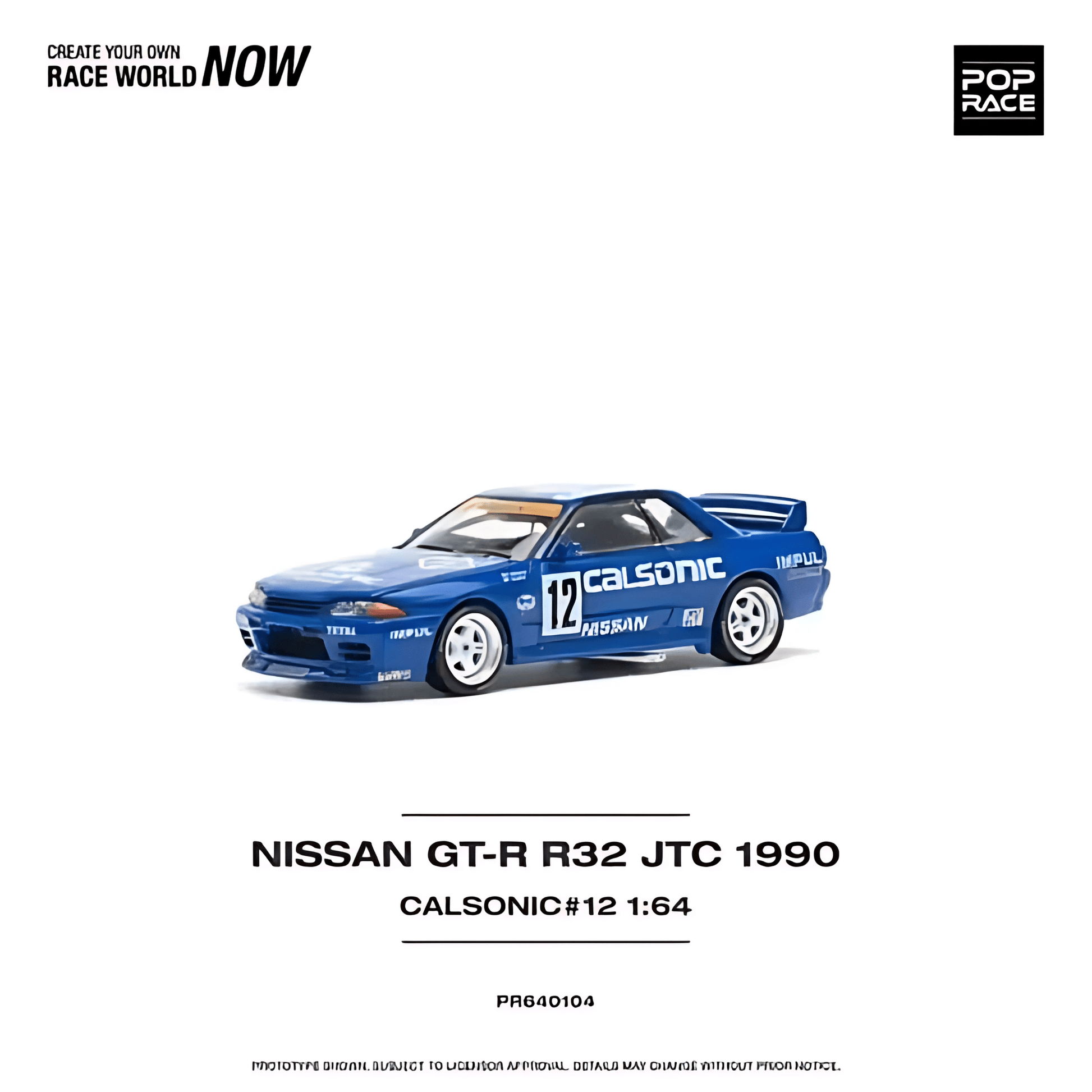 Nissan Skyline GT - R R32 JTC 1990 Calsonic #12 Pop Race 1/64 - PR640104