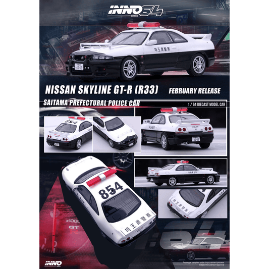 Nissan Skyline GT - R R33 *Saitama Prefectural Police Car* Inno64 1/64 - IN64 - R33 - JPC