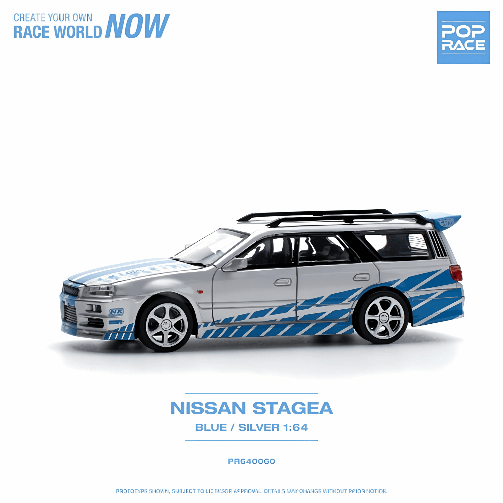 Nissan Stagea Bleu/Argent Pop Race 1/64 - PR640060