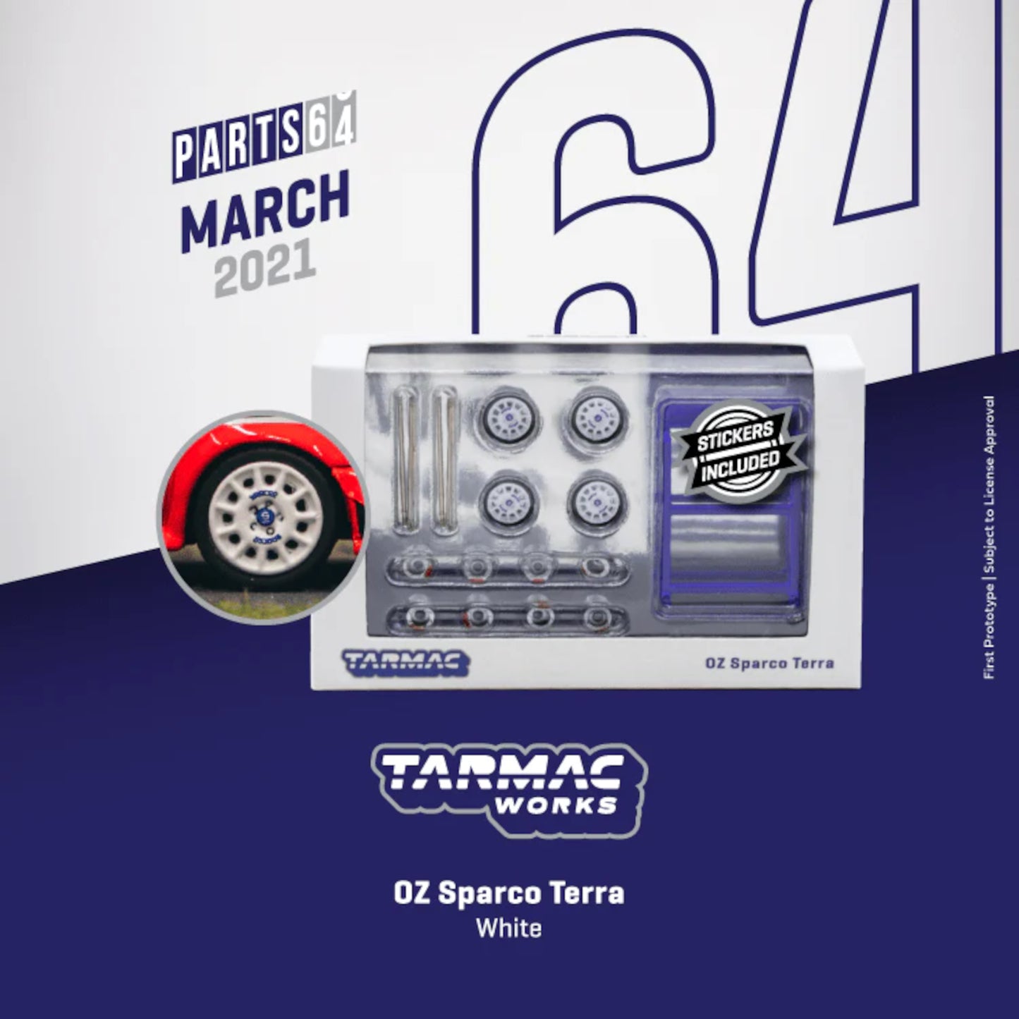 OZ Sparco Terra White Tarmac Works 1/64 | Motors Miniatures