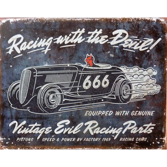 Plaque métal Racing With The Devil Tac signs | Motors Miniatures