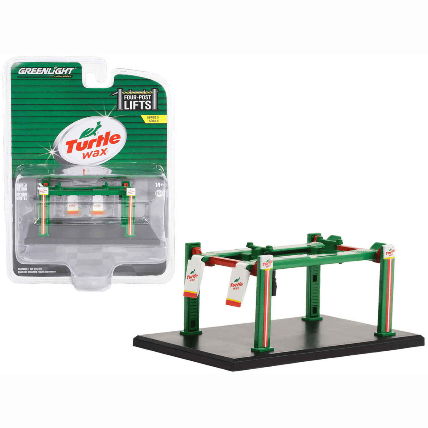 Pont élévateur Four - Post Lifts Series 5 Turtle Wax Greenlight 1/64 - gl16180C