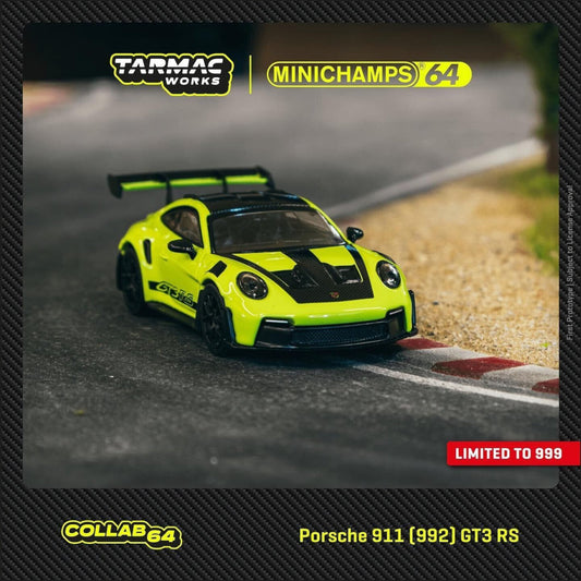 Porsche 911 (992) GT3 RS Acid Green Tarmac Works X Minichamps 1/64 - TC-T64MC005AG