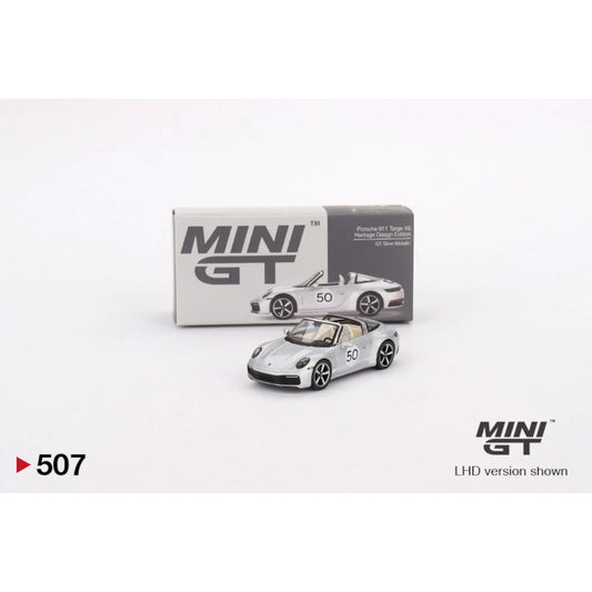 Porsche 911 Targa 4S heritage design edition GT Argent LHD Mini GT 1/64 | Motors Miniatures