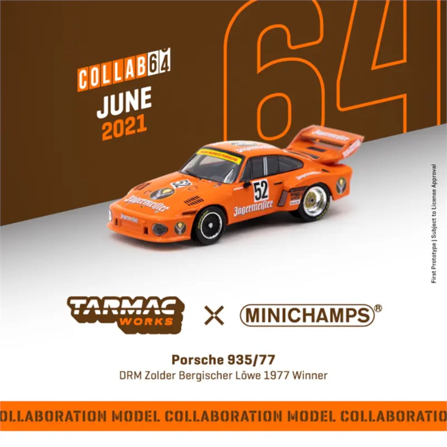 Porsche 935/77 #52 *Jägermeister* DRM Zolder 1977 Minichamps x Tarmac Works 1/64 | Motors Miniatures