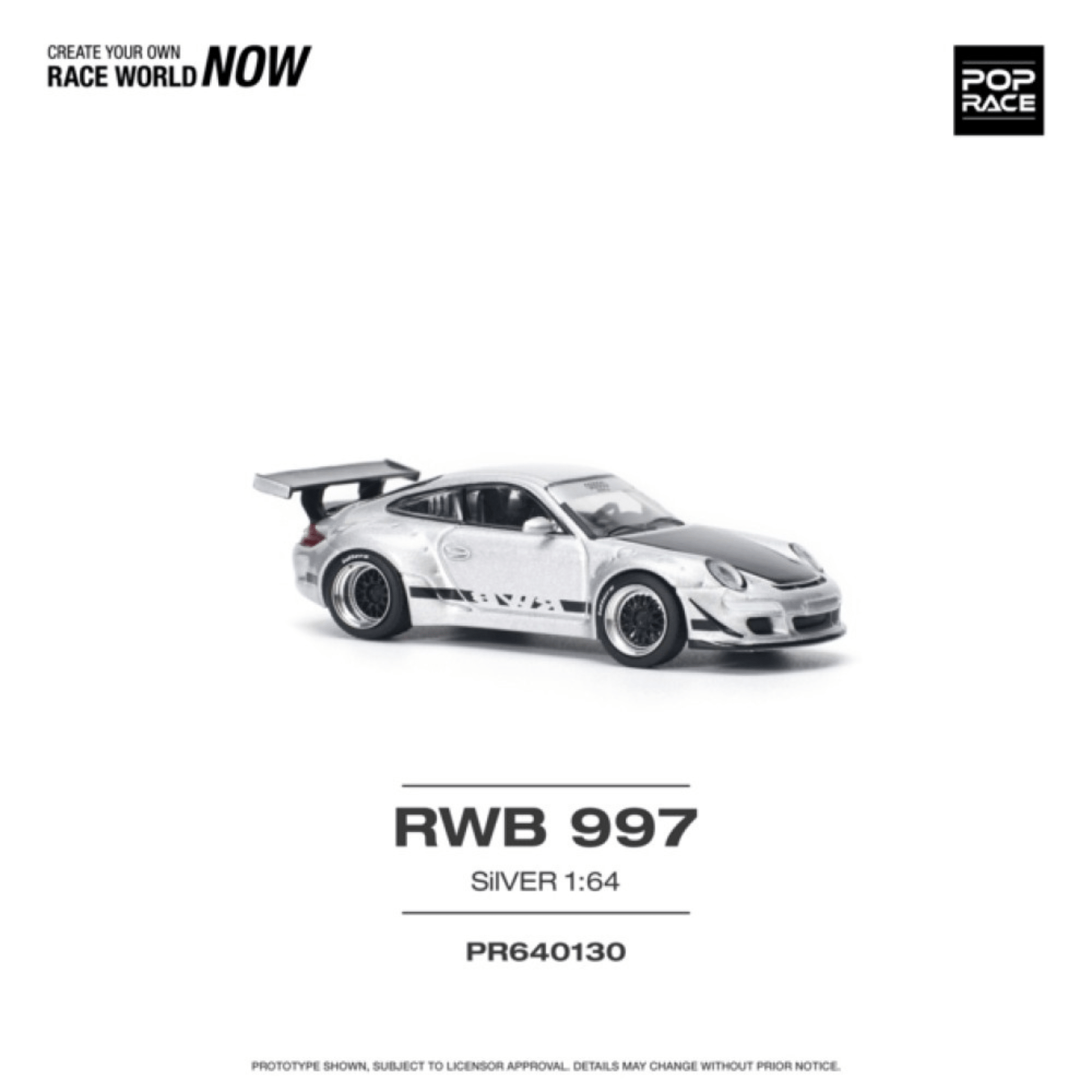 Porsche RWB 997 Argent Pop Race 1/64 - PR640130