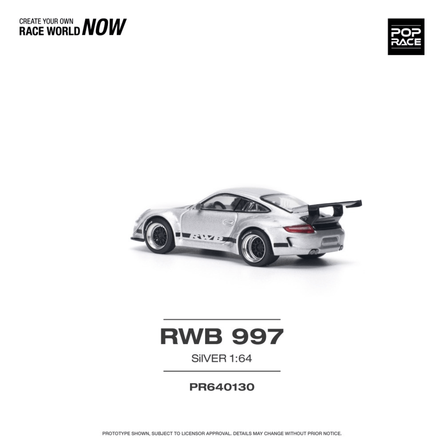 Porsche RWB 997 Argent Pop Race 1/64 - PR640130