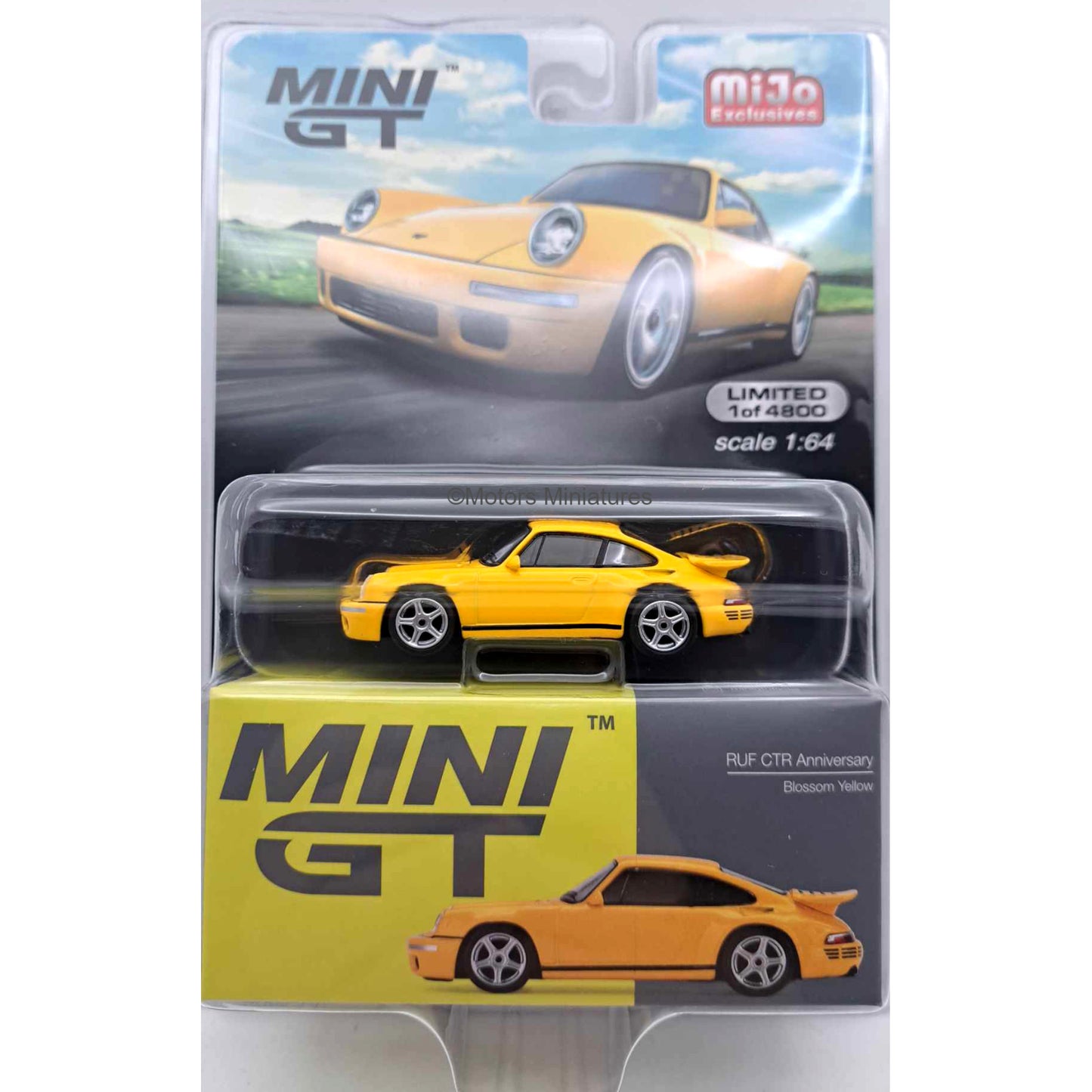 RUF CTR Anniversary Blossom Yellow LHD Mini GT 1/64 | Motors Miniatures