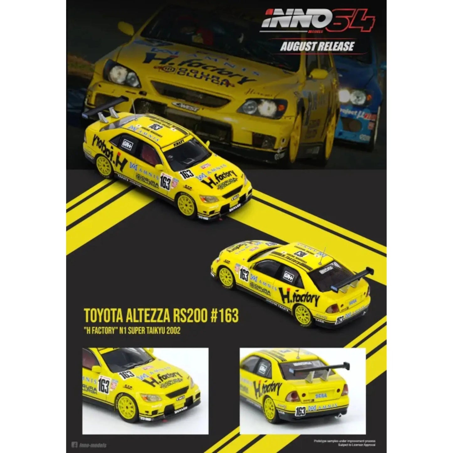 Toyota Altezza RS200 #163 H Factory N1 Super Taikyu 2002 Inno64 1/64 - in64RS200HFAC