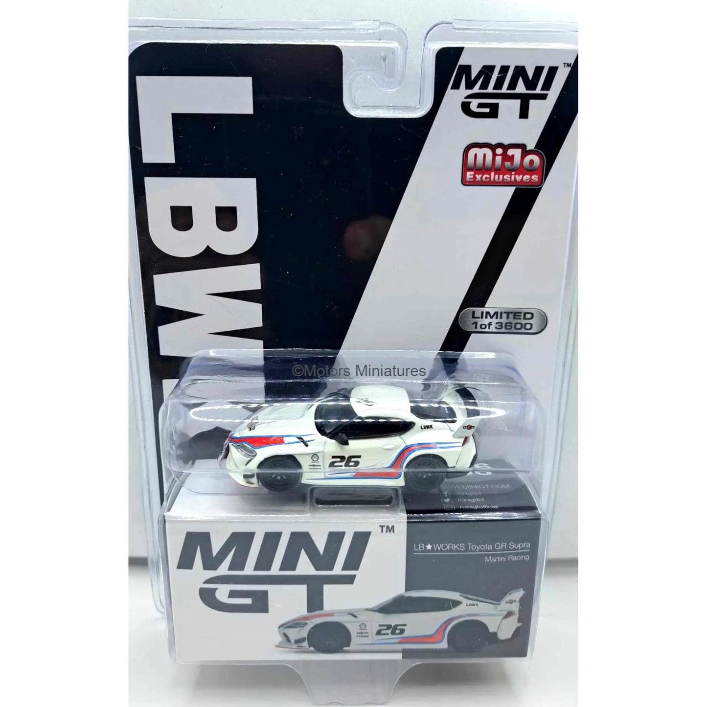 Toyota GR Supra #26 LBWK Martini Racing LHD Mini GT 1/64 | Motors Miniatures
