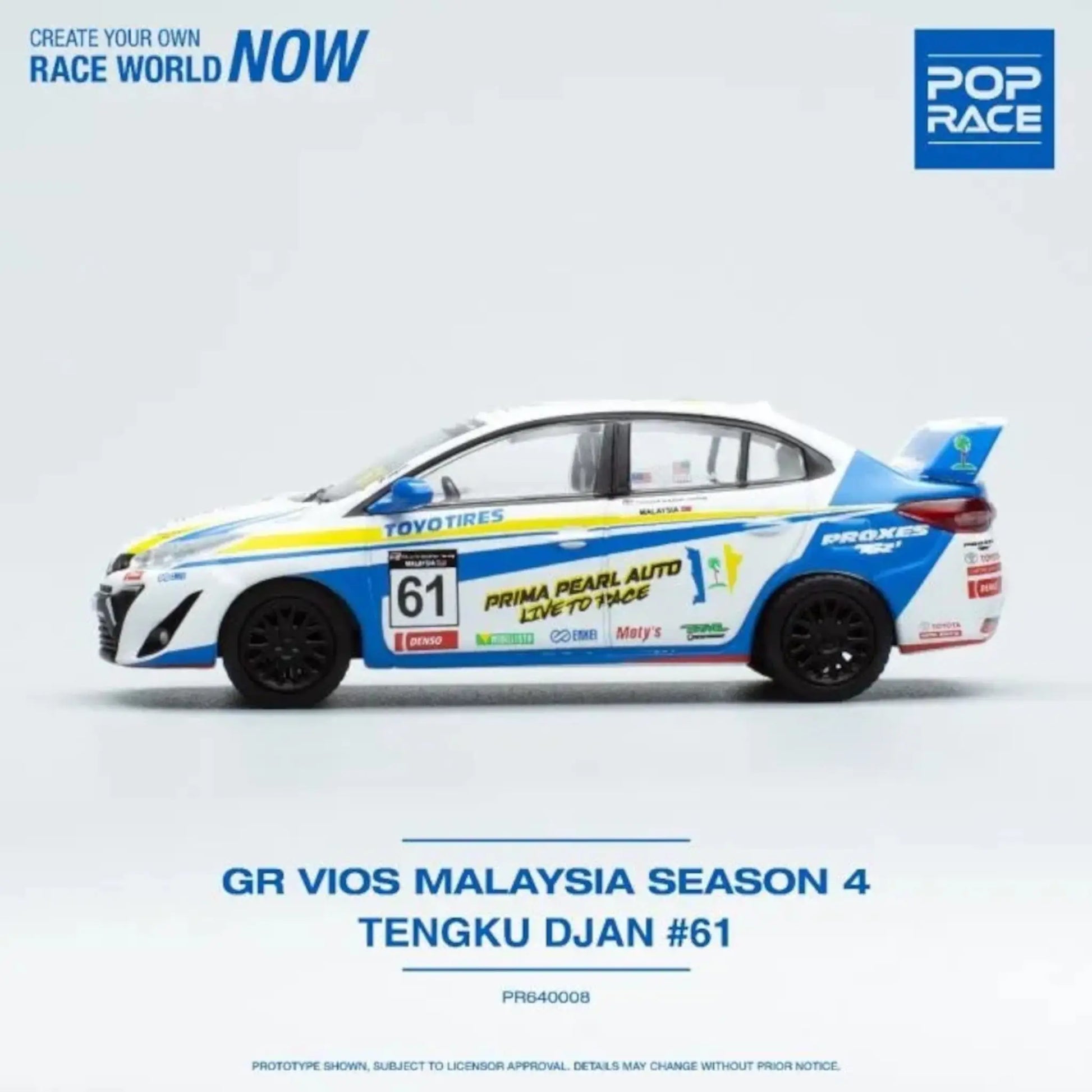Toyota GR VIOS #61 Tengku Djan Malaysia Season 4 with Figure Pop Race 1/64 | Motors Miniatures