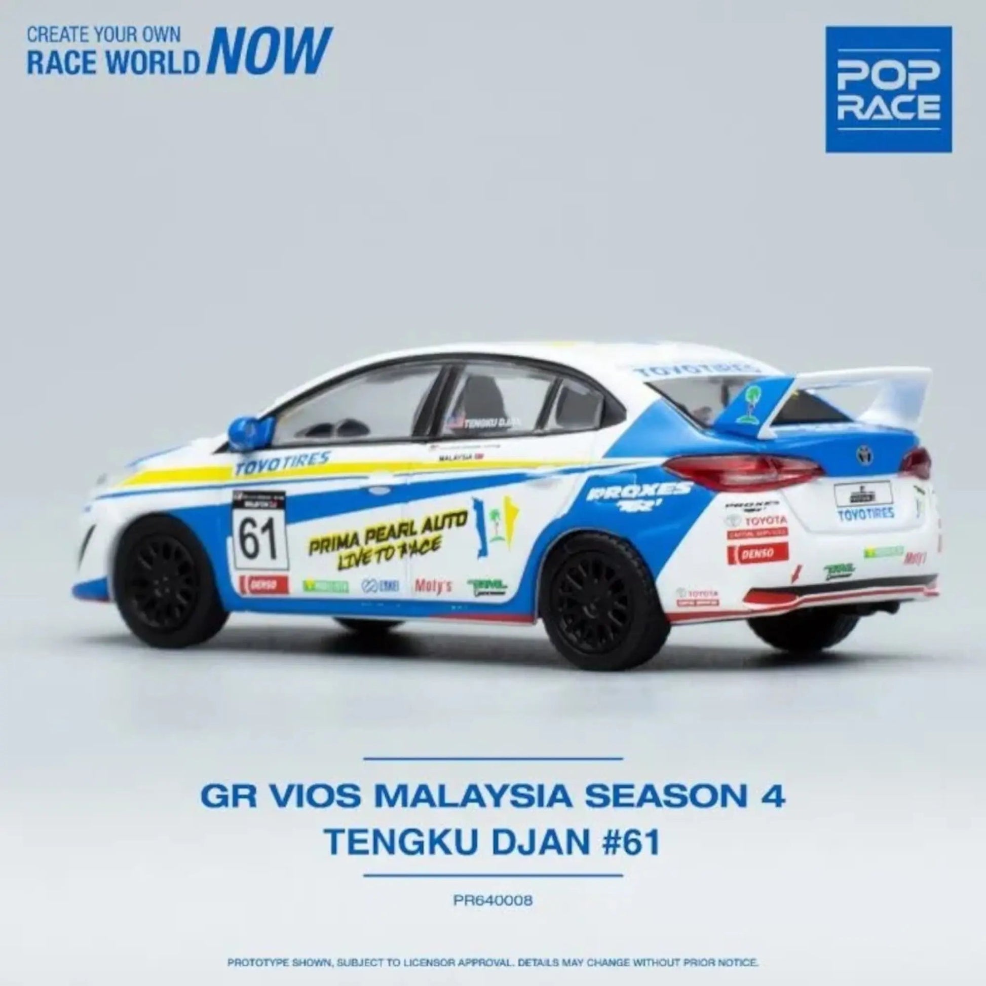Toyota GR VIOS #61 Tengku Djan Malaysia Season 4 with Figure Pop Race 1/64 - PR640008
