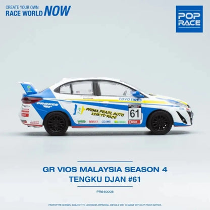 Toyota GR VIOS #61 Tengku Djan Malaysia Season 4 with Figure Pop Race 1/64 | Motors Miniatures