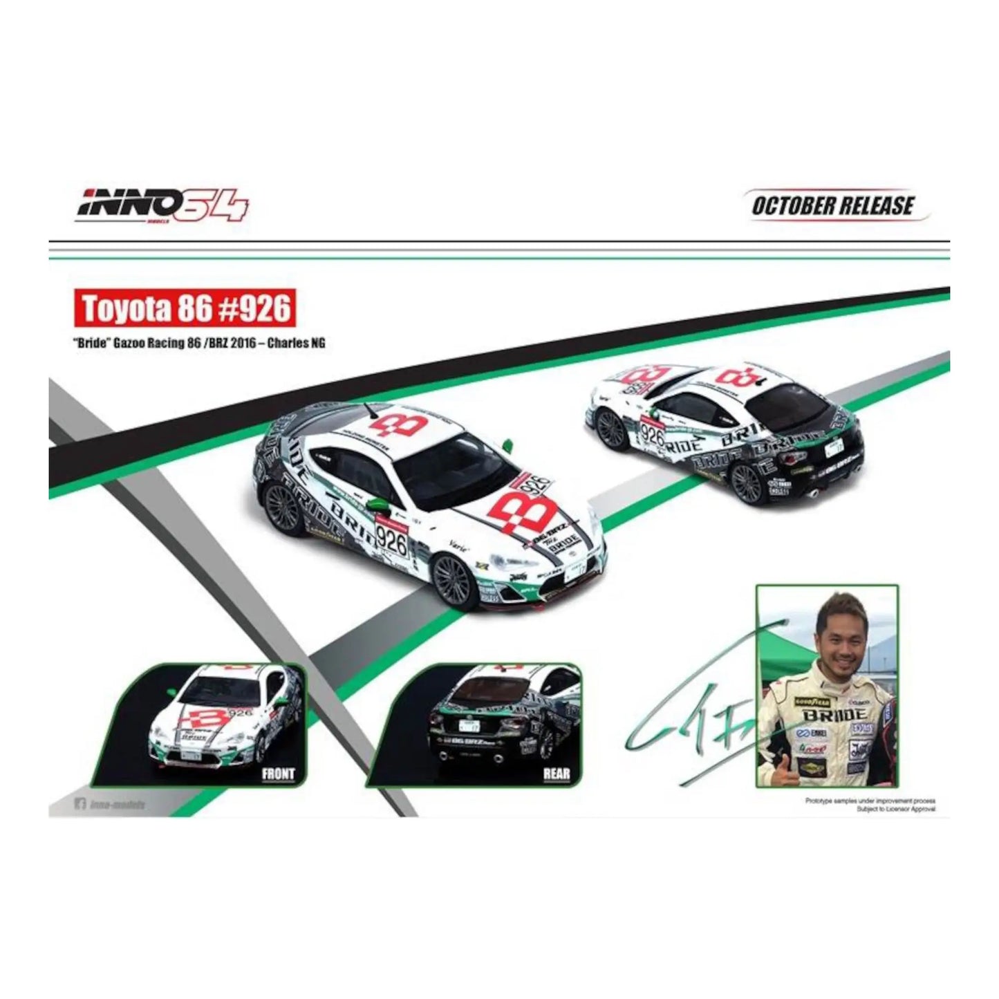 Toyota GT86 #926 Bride Gazoo Racing 2016 Inno64 1/64 | Motors Miniatures