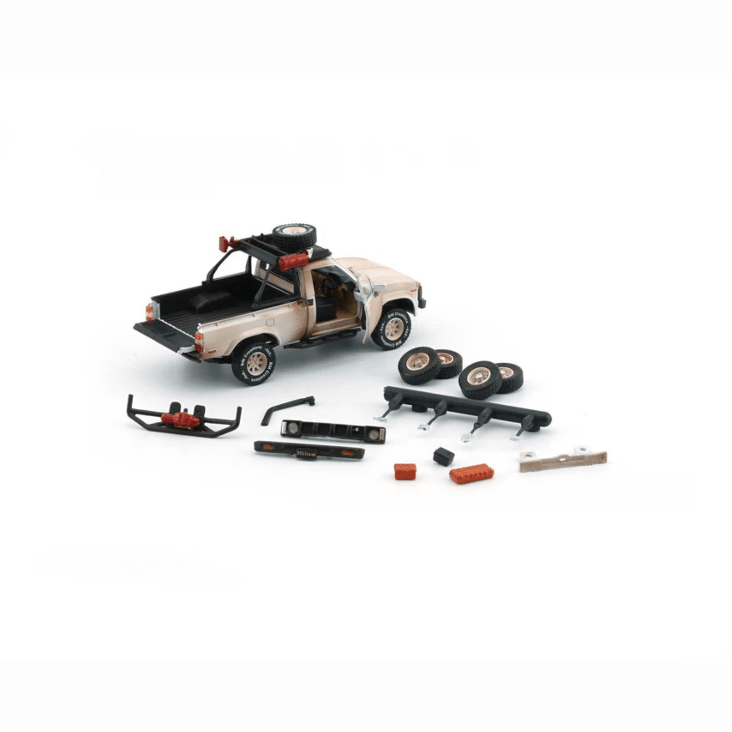 Toyota Hilux 1983 N60 N70 matte rusting white LHD with accessory BM Creations 1/64 - BM64B0359Lhd