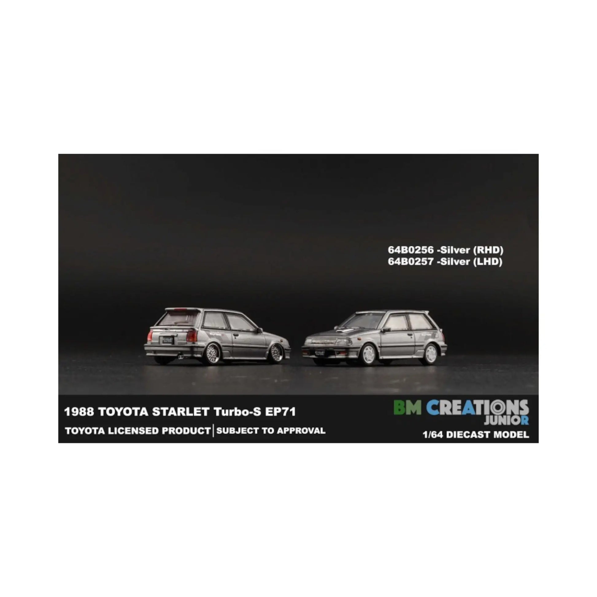 Toyota Starlet Turbo S EP71 1988 silver LHD BM Creations 1/64 | Motors Miniatures