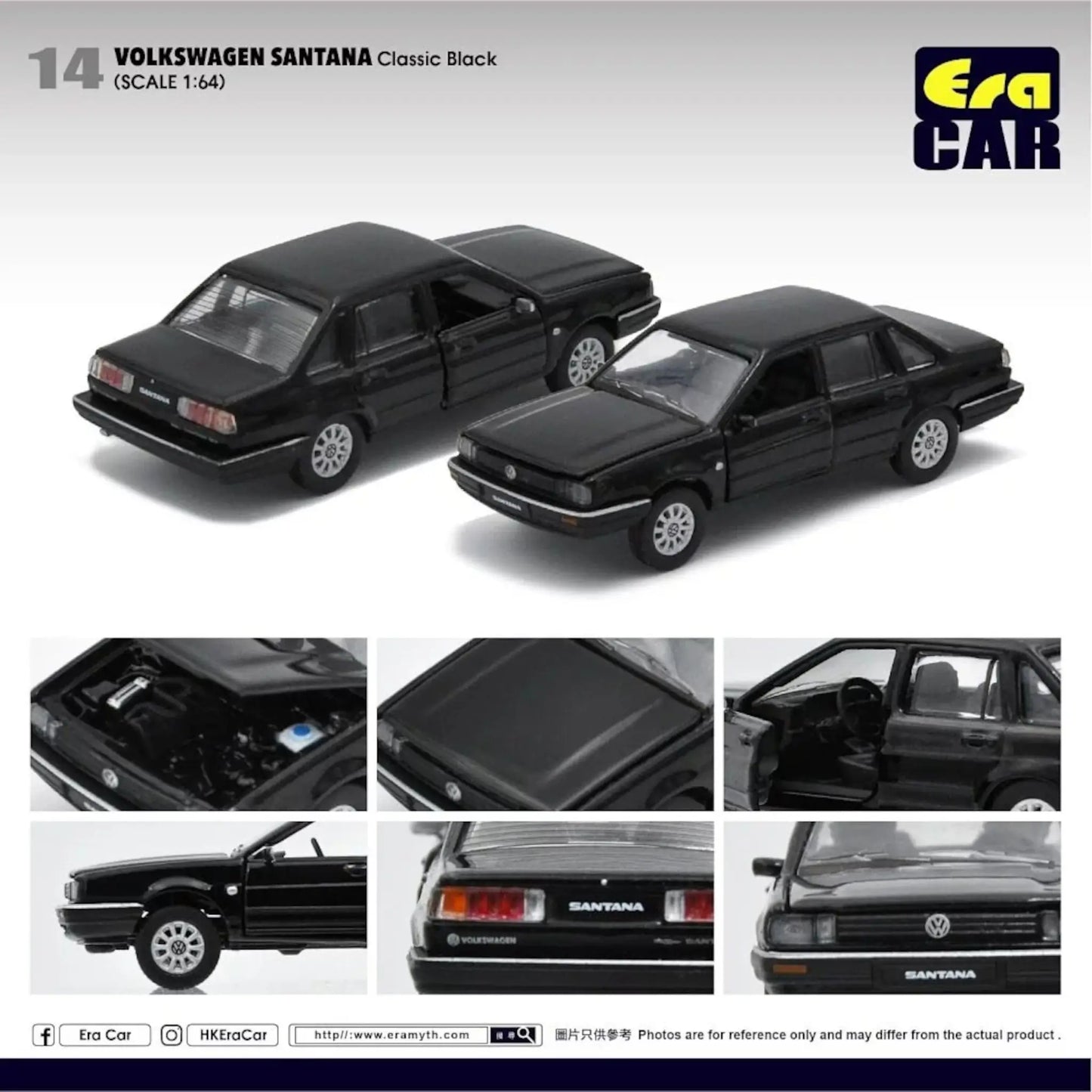 Volkswagen Santana Classic Black Era Car 1/64 | Motors Miniatures